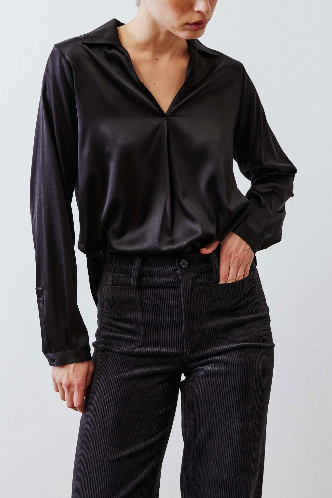The Popover Washable Silk Long Sleeve Blouse