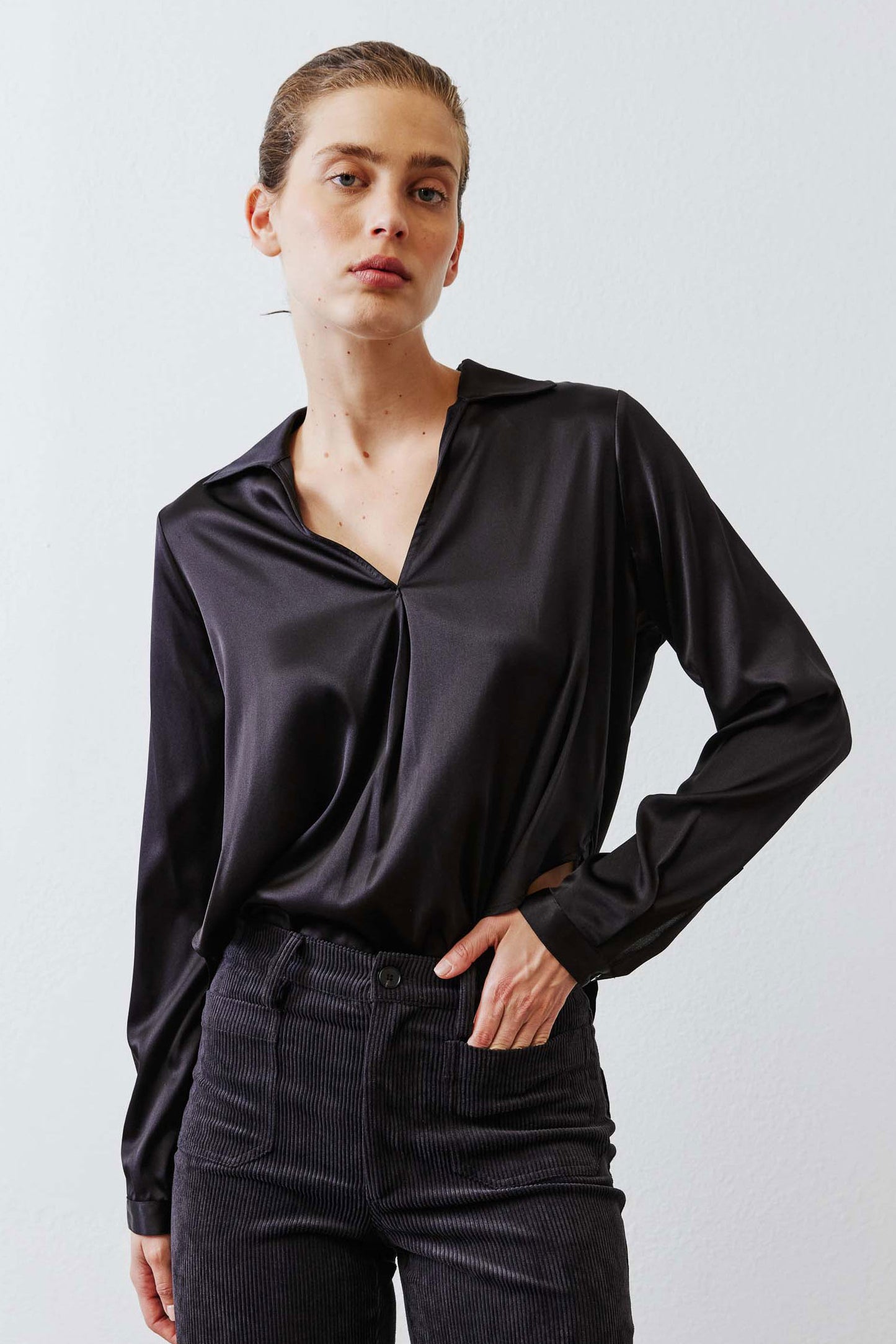 The Popover Washable Silk Long Sleeve Blouse