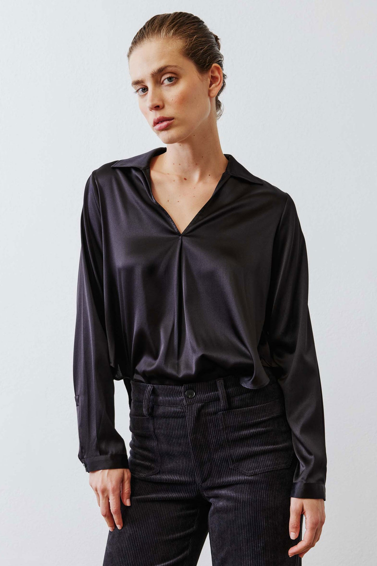 The Popover Washable Silk Long Sleeve Blouse