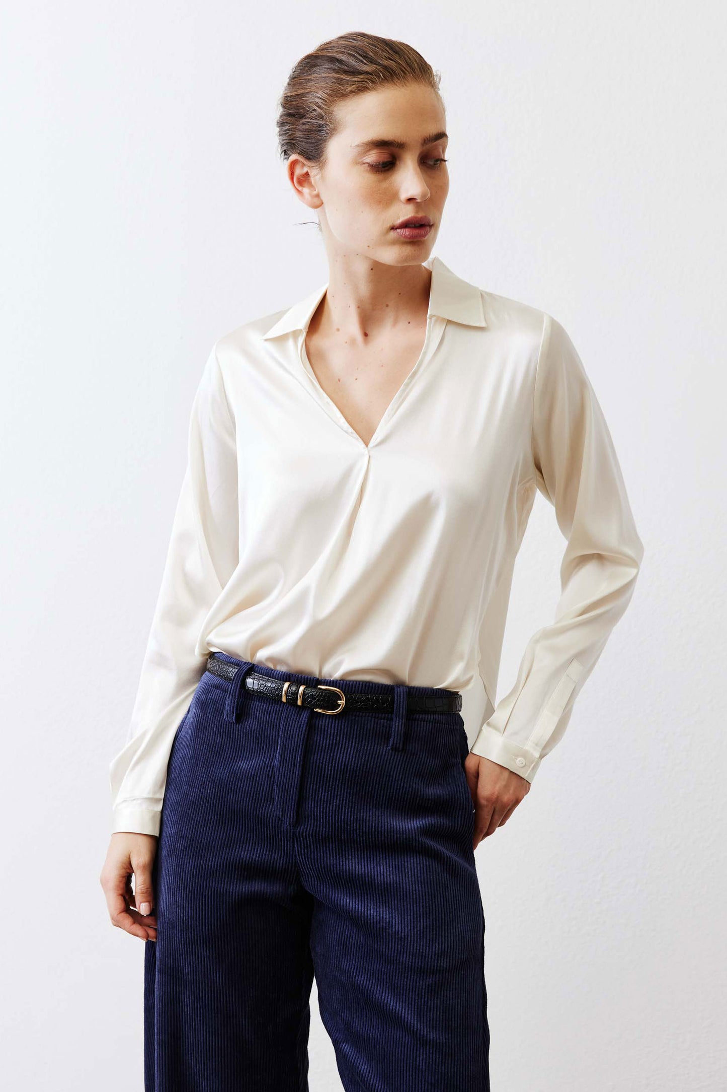 The Popover Washable Silk Long Sleeve Blouse