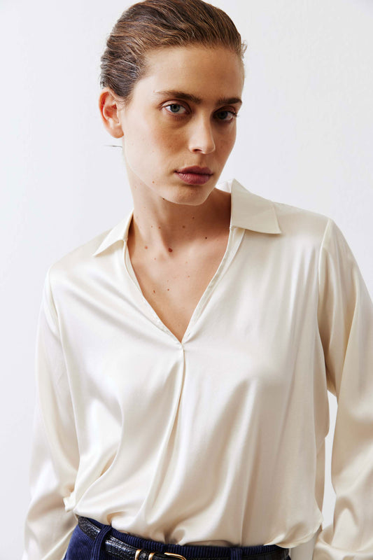 The Popover Washable Silk Long Sleeve Blouse