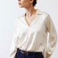The Popover Washable Silk Long Sleeve Blouse