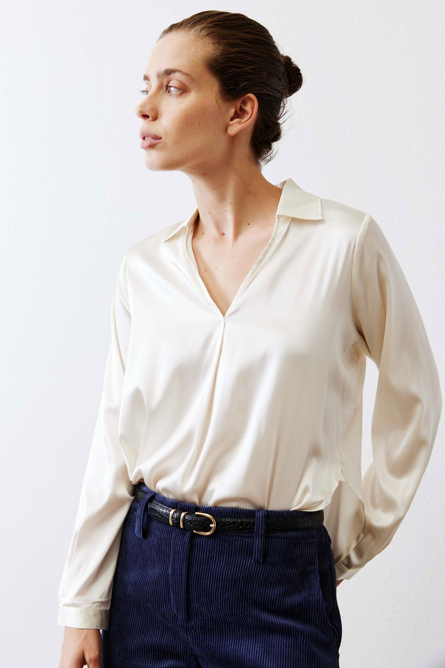 The Popover Washable Silk Long Sleeve Blouse