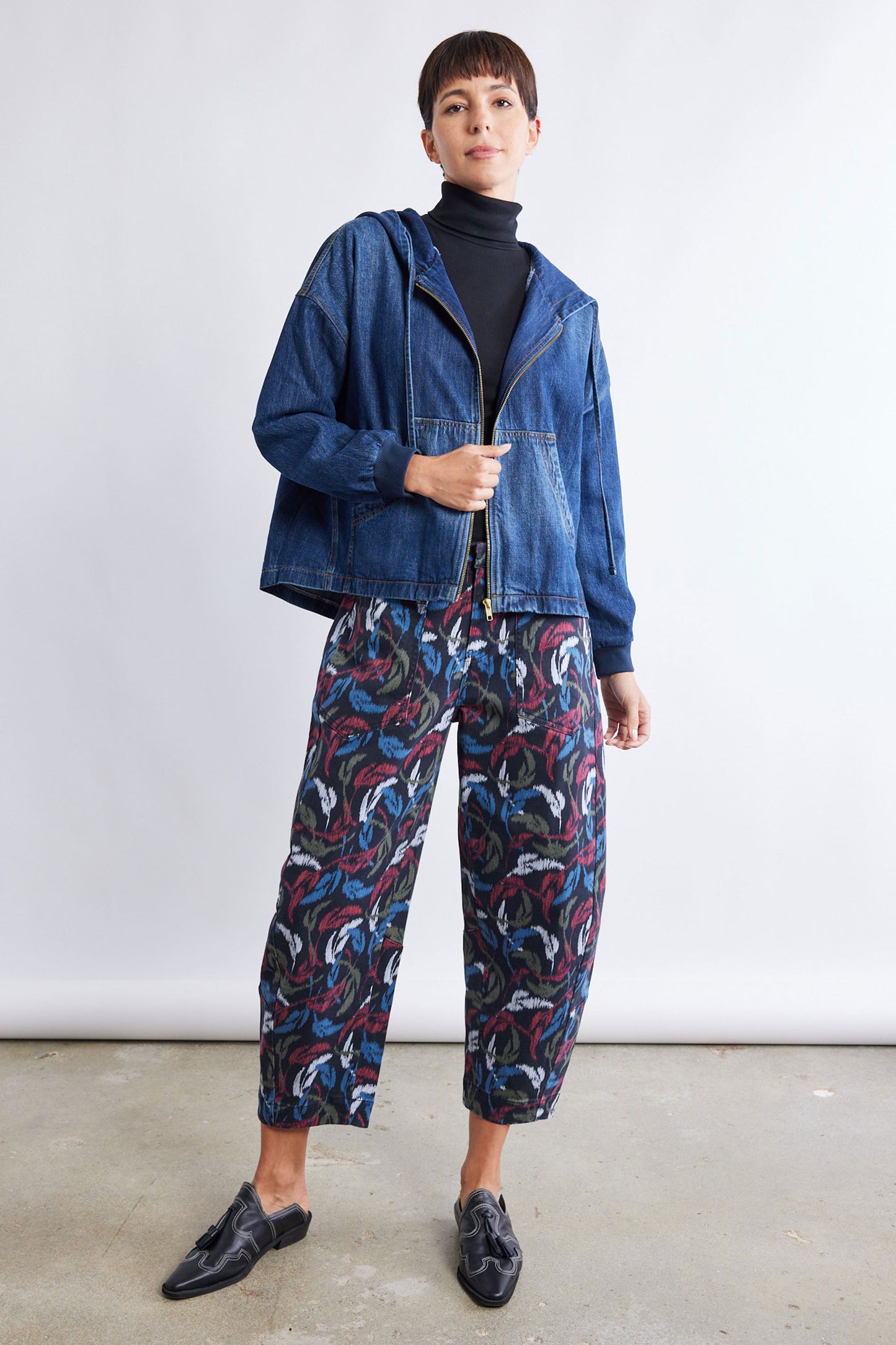 The Printed Slouchy Soft Twill Pants