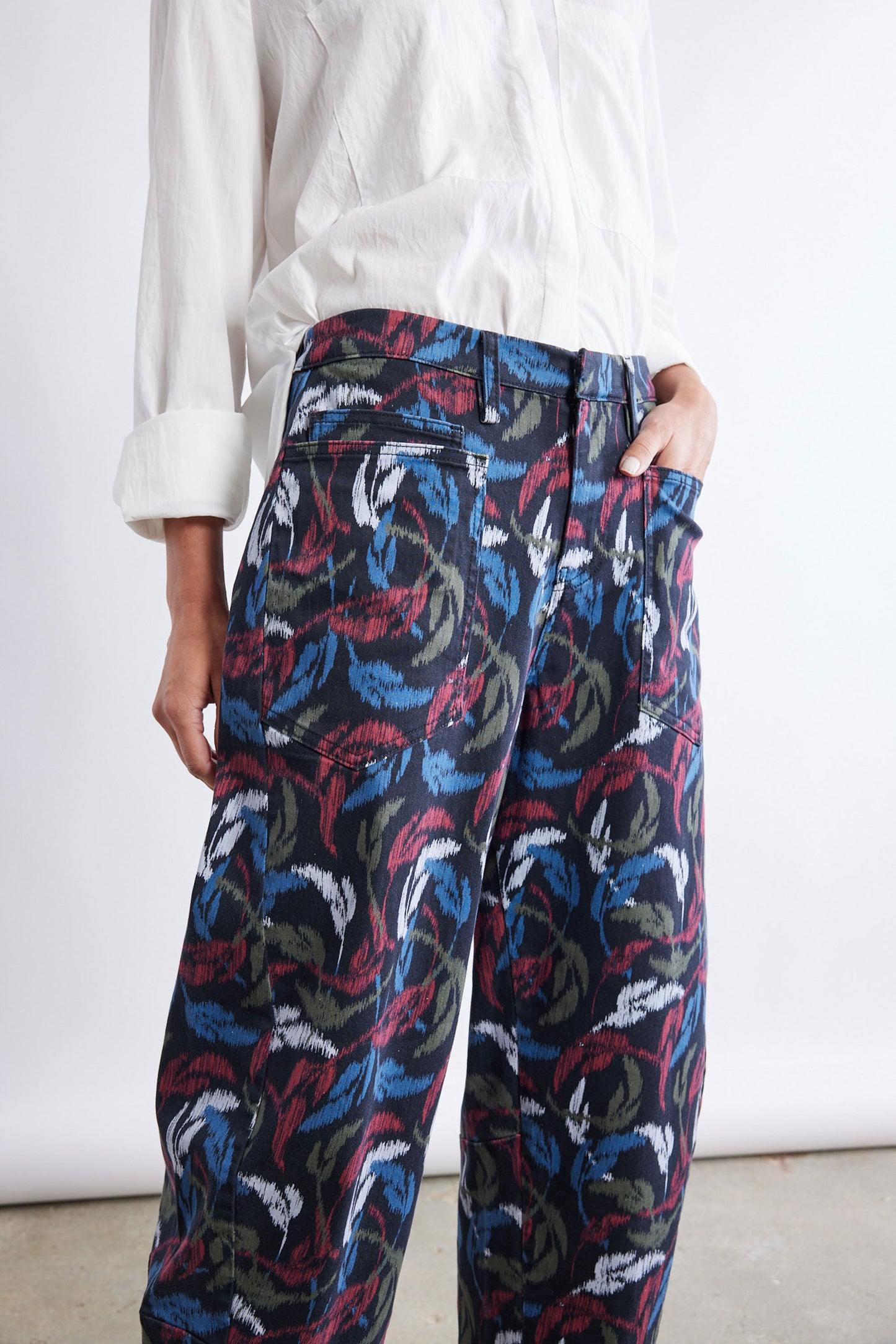 The Printed Slouchy Soft Twill Pants