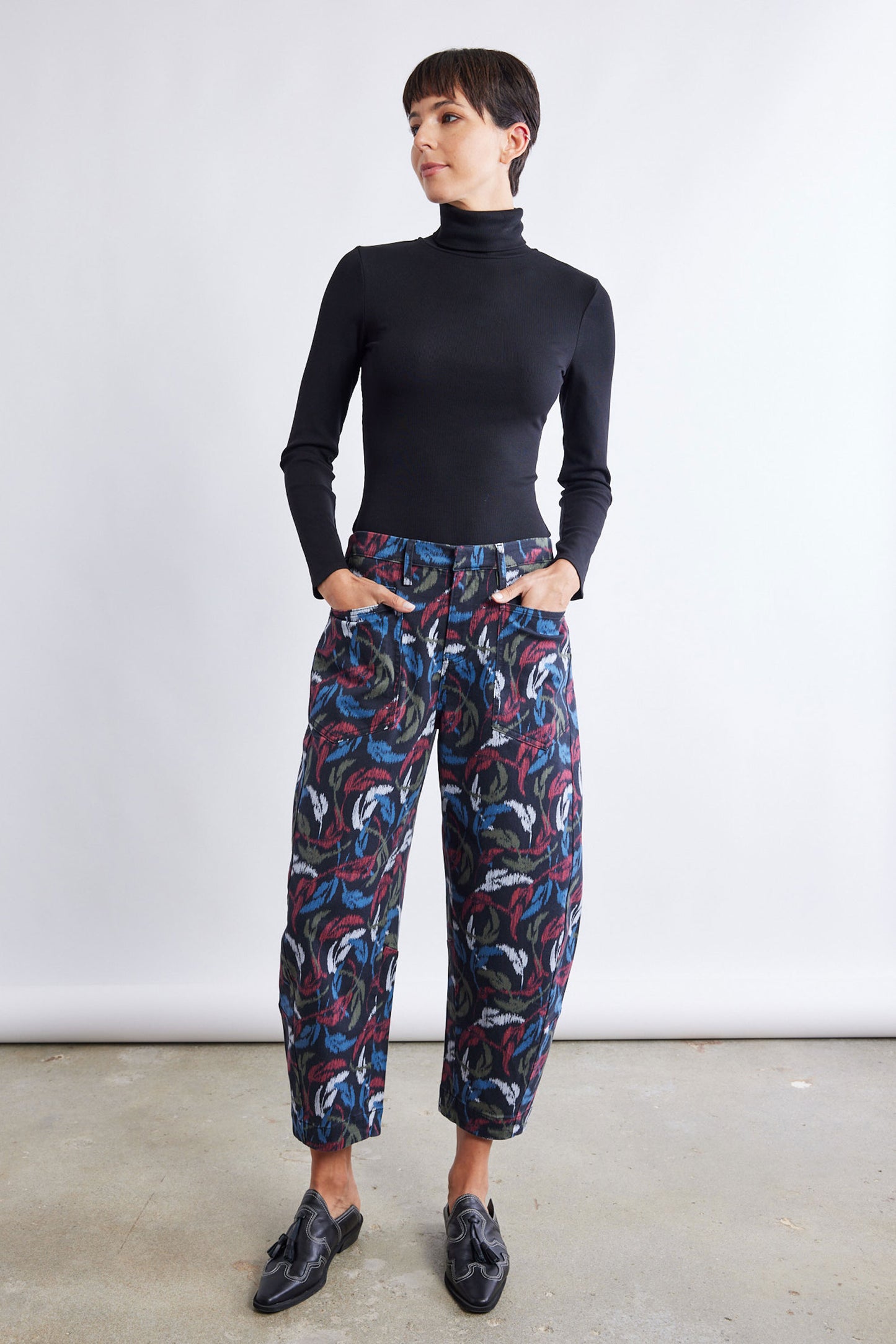 The Printed Slouchy Soft Twill Pants