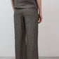 Charcoal pinstripe wide-leg linen pants with pull-on waist and relaxed leg