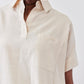 Pullover Short Sleeve Linen Blouse