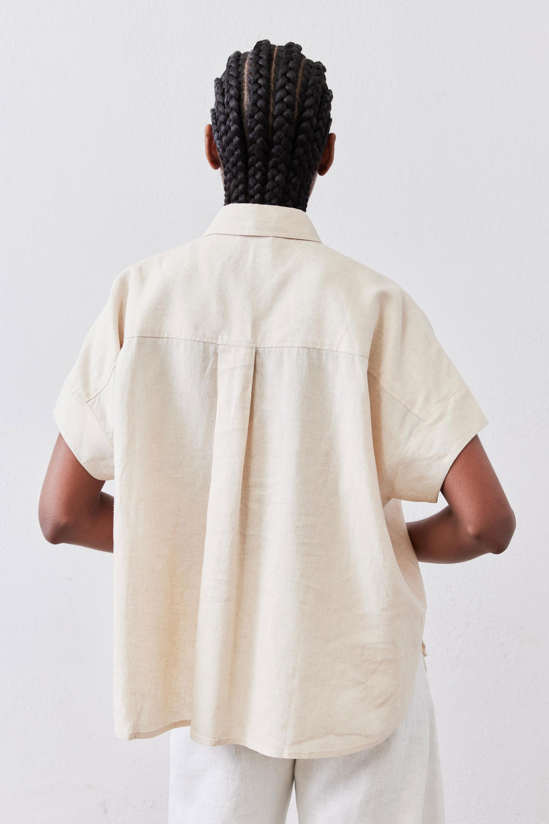Pullover Short Sleeve Linen Blouse | Oat – Ruti