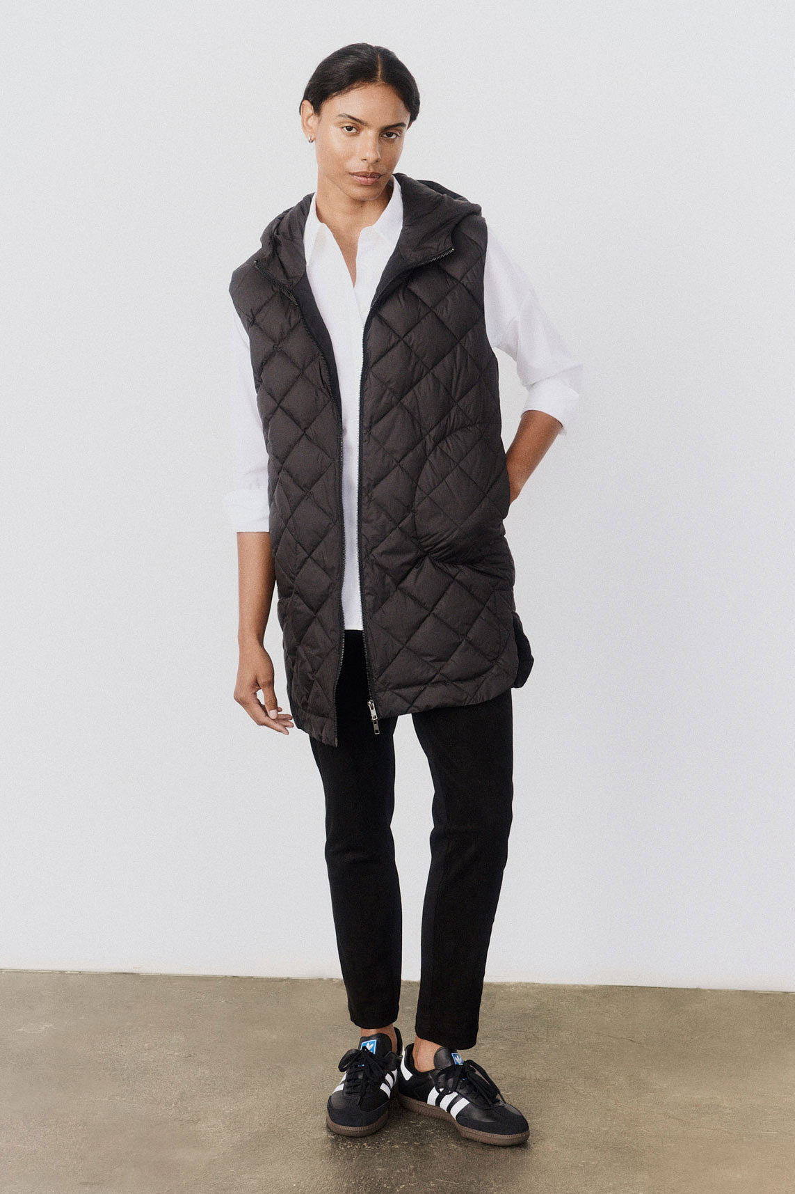 Quilted Down Long Line Vest