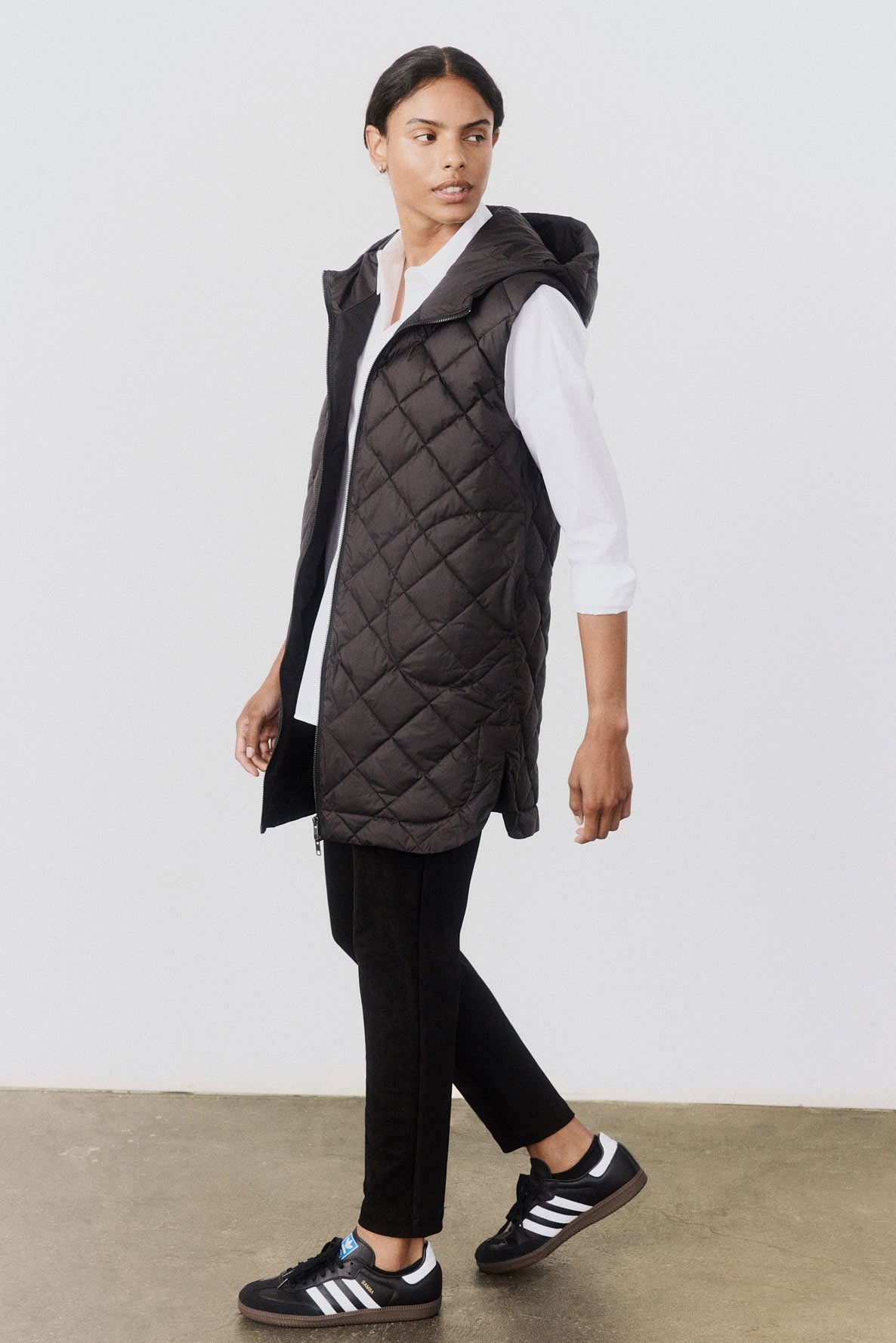 Quilted Down Long Line Vest
