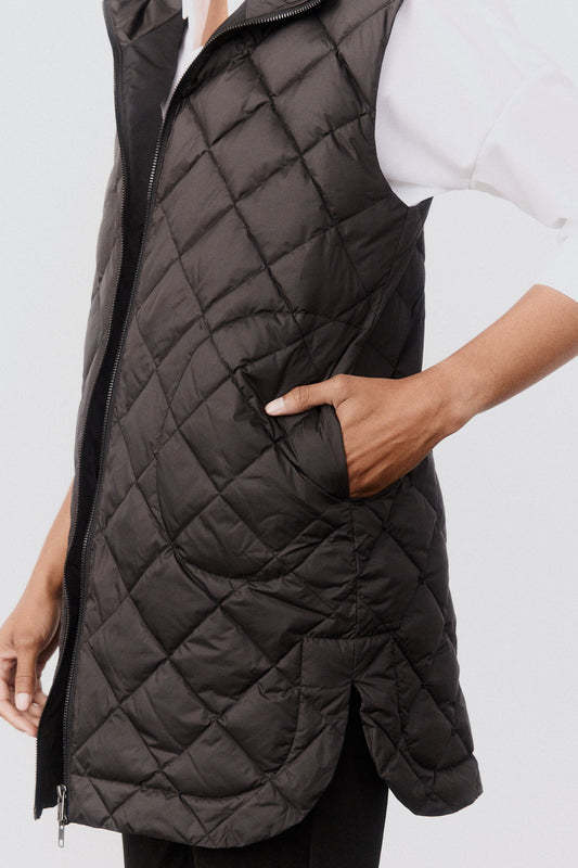 Quilted Down Long Line Vest