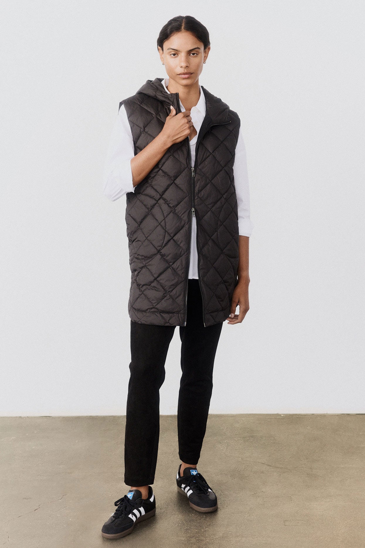 Quilted Down Long Line Vest