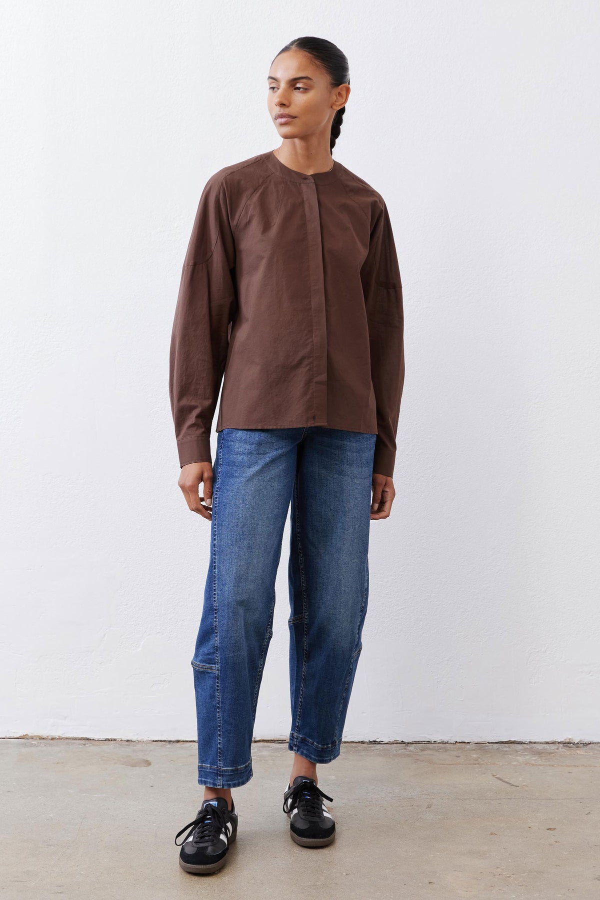 Raglan Button Down Poplin Blouse
