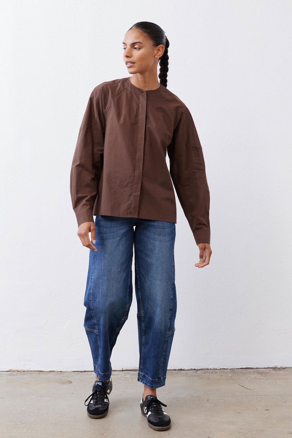 Raglan Button Down Poplin Blouse