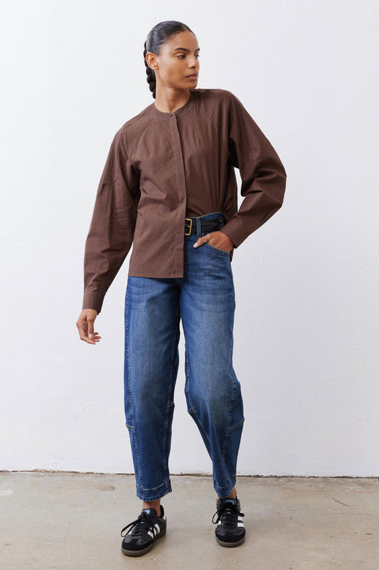 Raglan Button Down Poplin Blouse