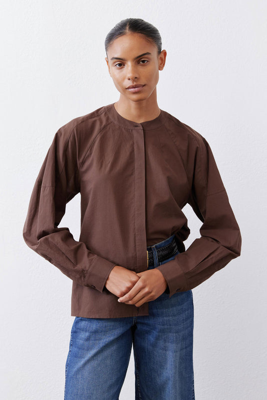 Raglan Button Down Poplin Blouse