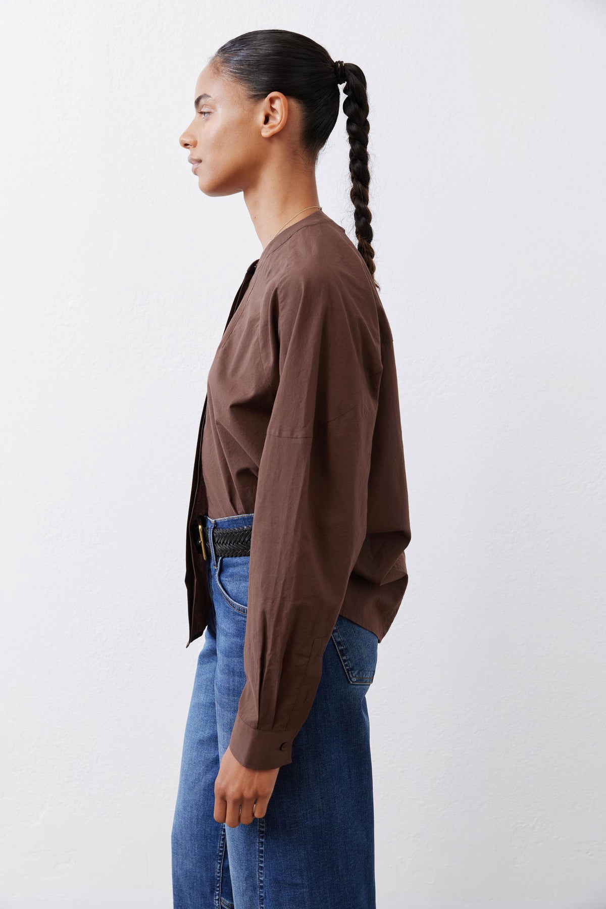 Raglan Button Down Poplin Blouse
