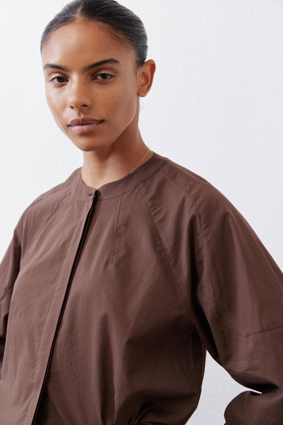 Raglan Button Down Poplin Blouse
