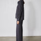 Charcoal lounge set with cowl hoodie and wide-leg pants, side view
