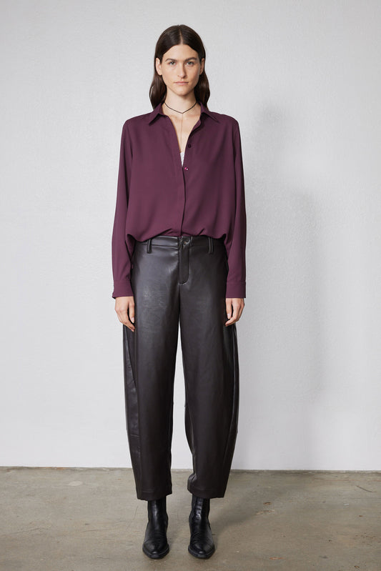 The Uptown Loose Barrel Vegan Leather Pants
