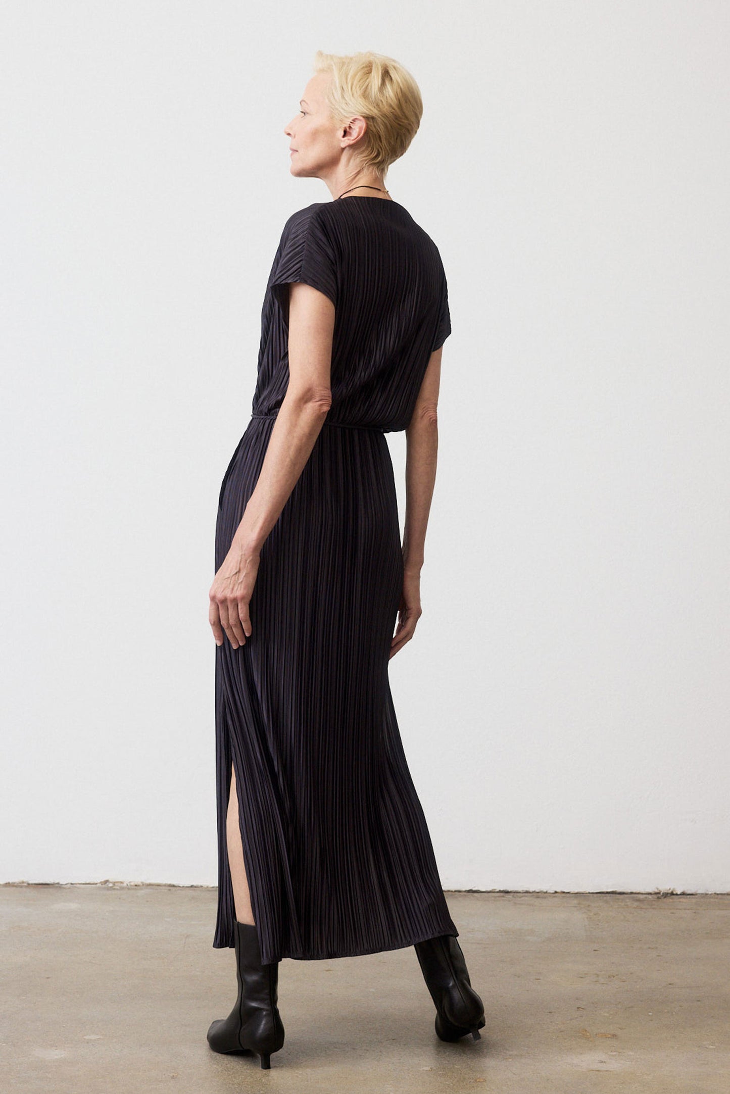 Draped Pleated Maxi Dress