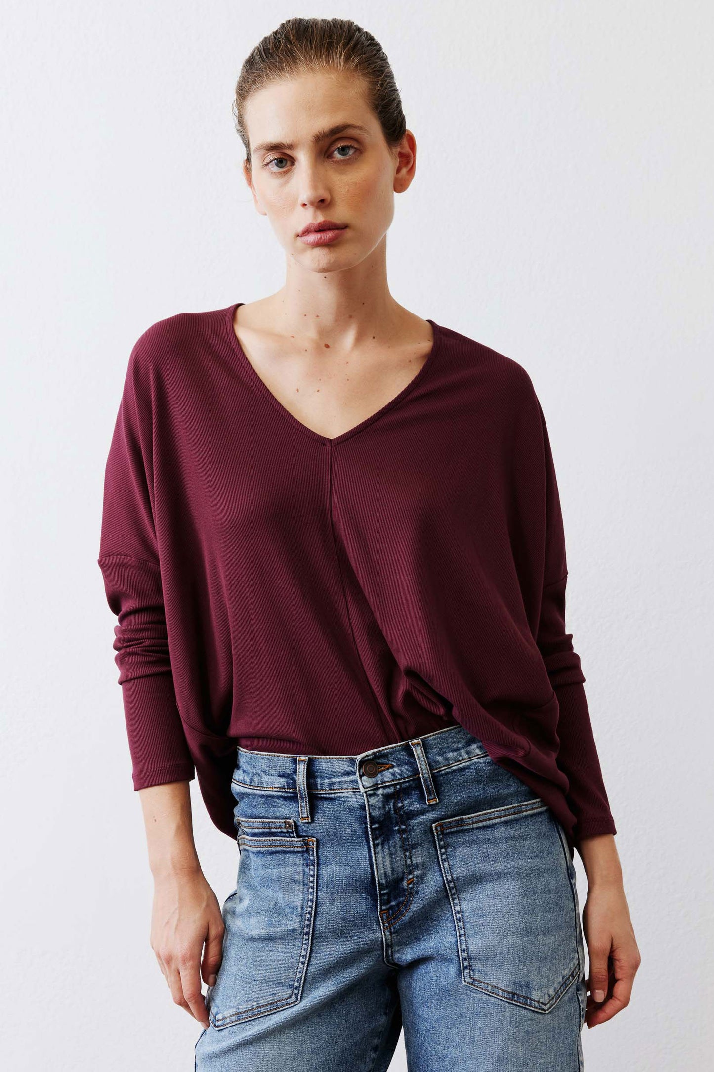The Ribbed Dolman Long Sleeve Top