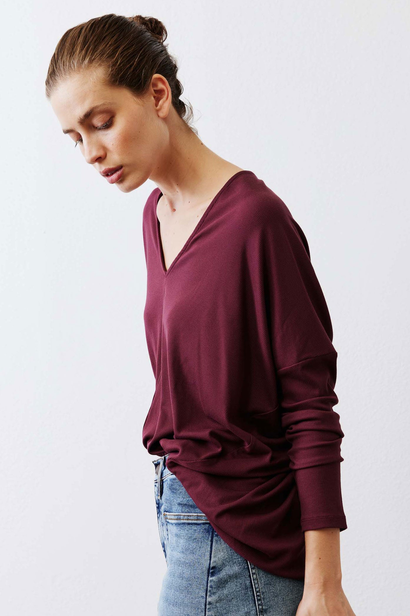 The Ribbed Dolman Long Sleeve Top