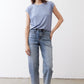 Light blue ribbed crew-neck tee with short sleeves, relaxed fit
