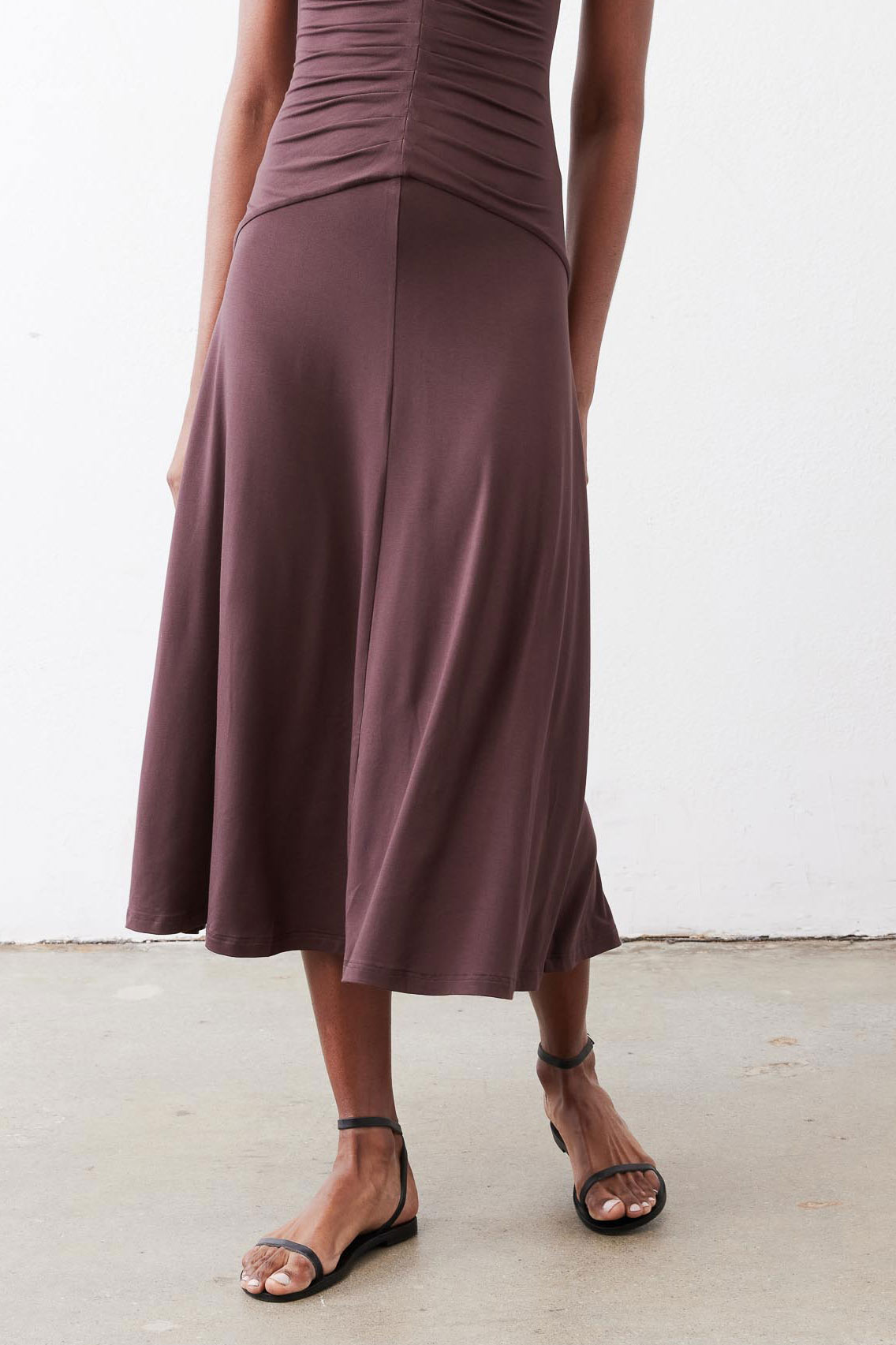 The Ruched Midi Dress | Chocolate Ruti The Ruched Midi Dress | Chocolate Ruti