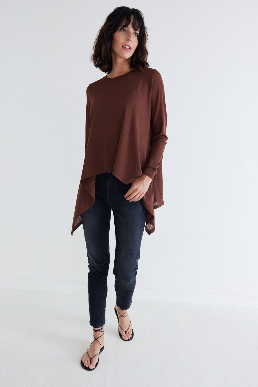 Sheer Knit High Low Top