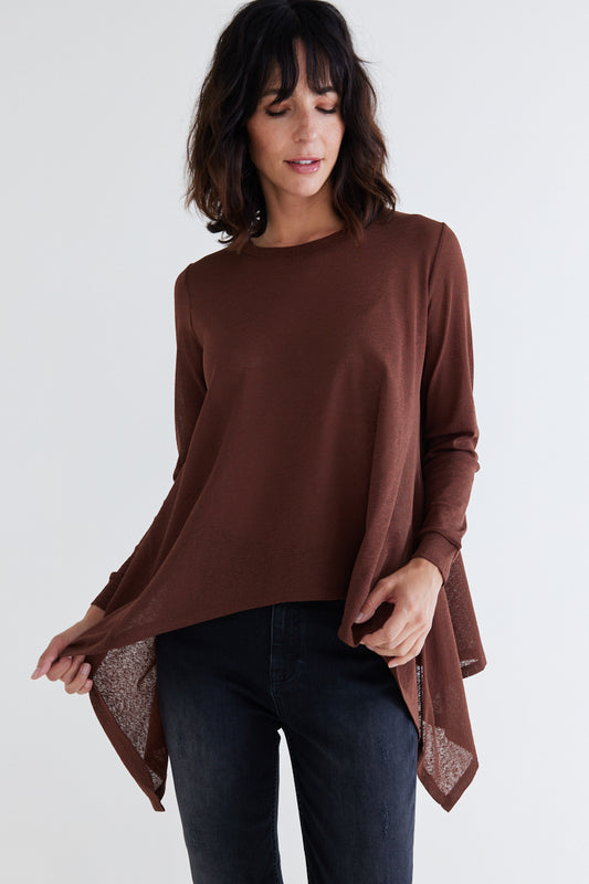 Sheer Knit High Low Top