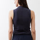 Sculpted tank top in deep sea blue, back view with fitted waist seam