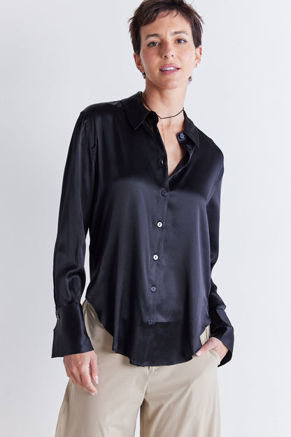 Shift Your Gaze Silk Button Down Blouse