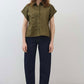 Short Sleeve Poplin Button Down Blouse
