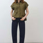 Short Sleeve Poplin Button Down Blouse