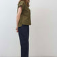 Short Sleeve Poplin Button Down Blouse
