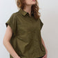 Short Sleeve Poplin Button Down Blouse