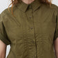 Short Sleeve Poplin Button Down Blouse
