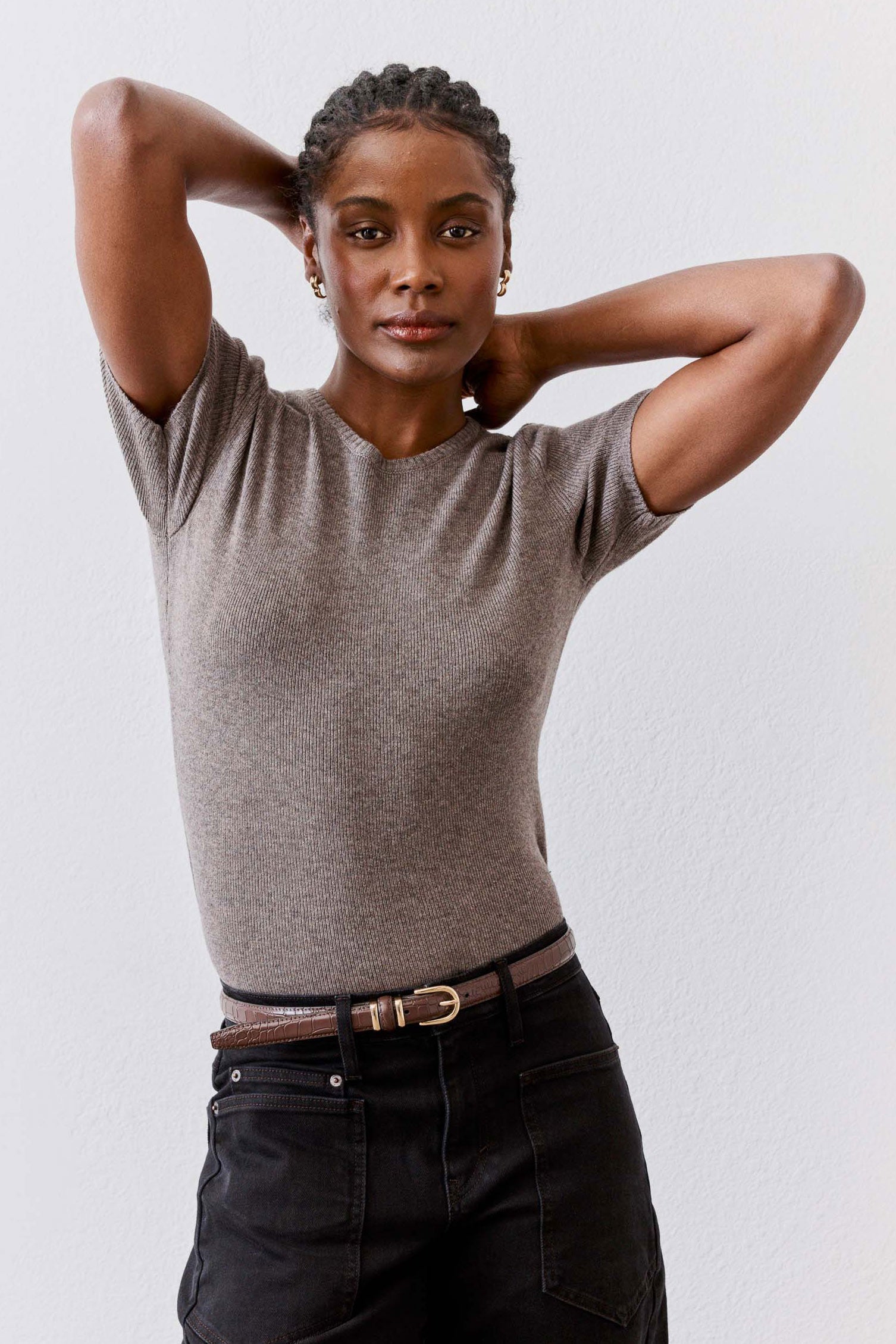 The Short Sleeve Sweater Top | Mink – Ruti