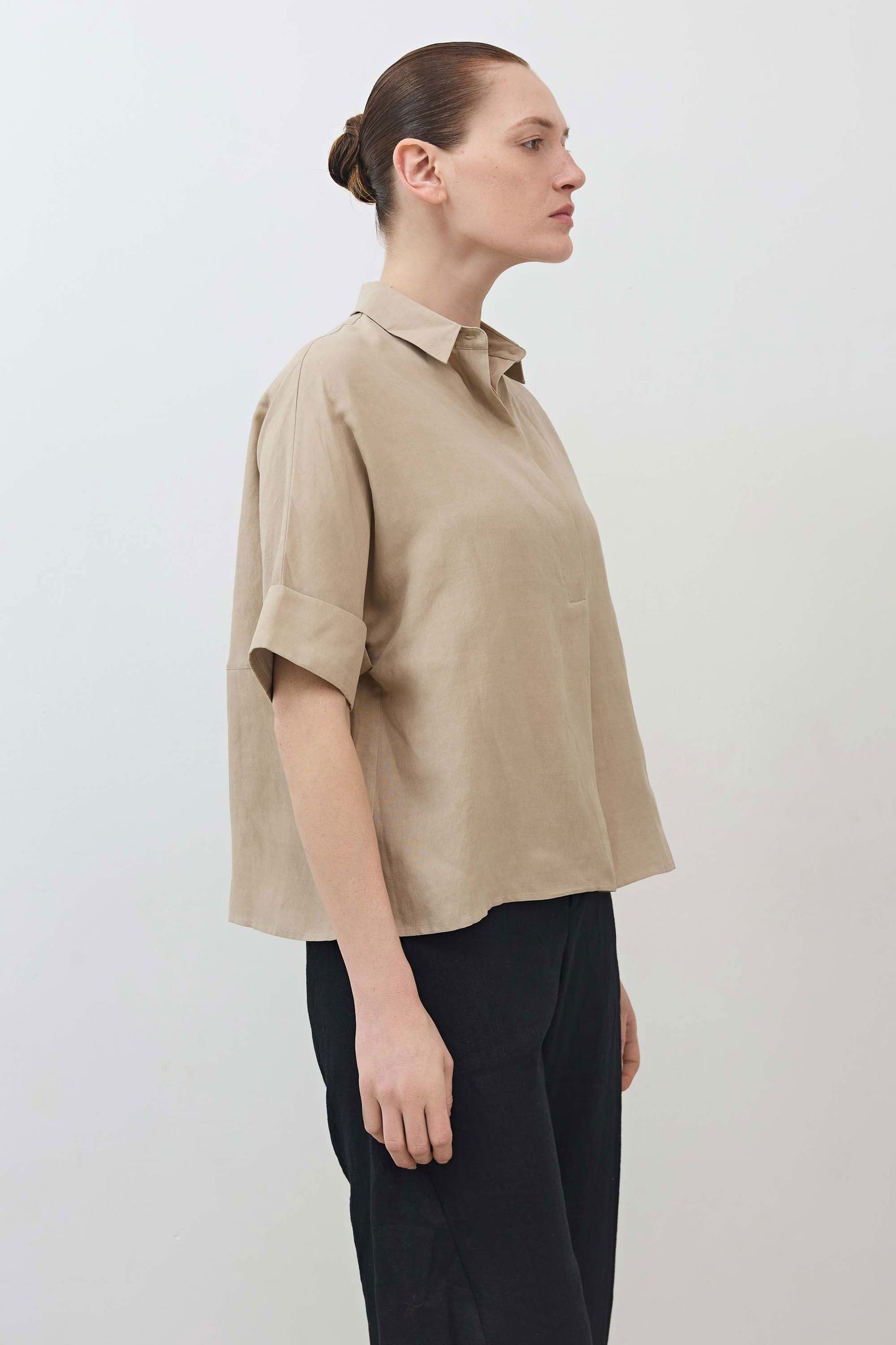 Silky Linen Oversized Pullover Blouse