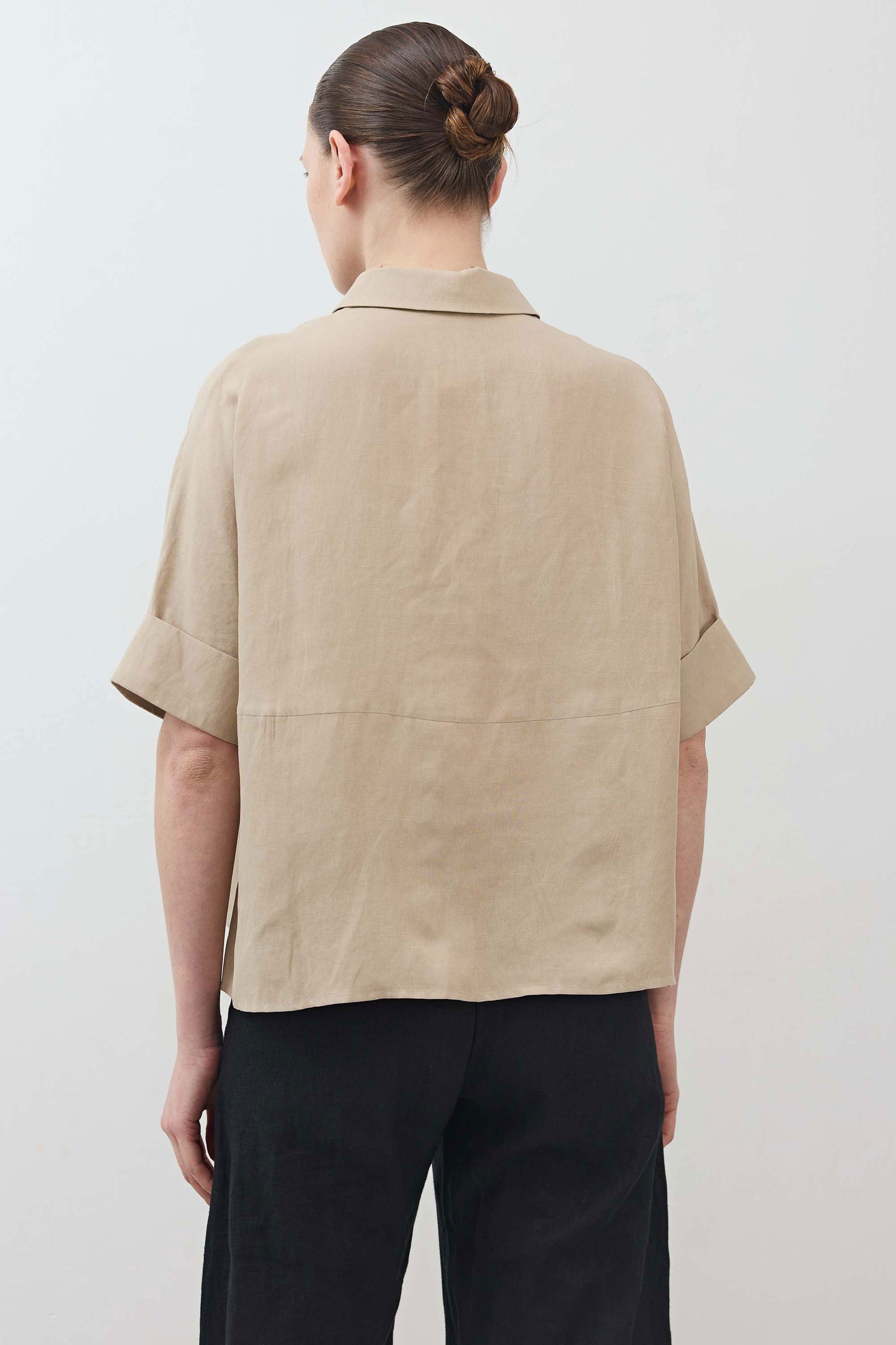 Silky Linen Oversized Pullover Blouse