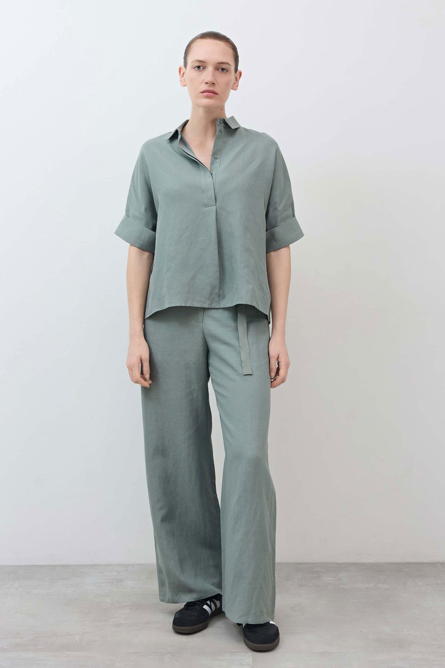 Silk Linen Oversized Pullover Blouse
