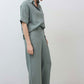 The Belted Wide Leg Silk Linen Trousers