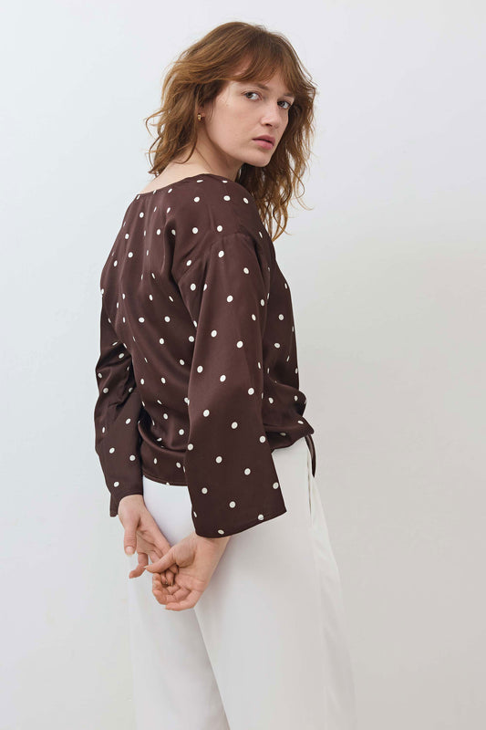 Silky Tie Front Blouse