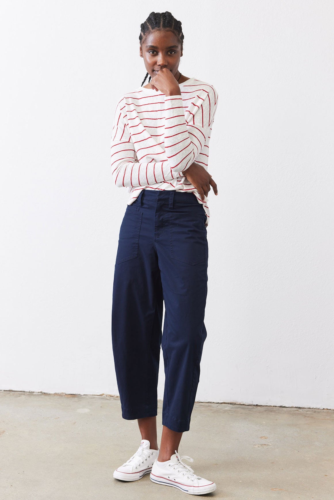 Slouchy Soft Twill Pants Elastic