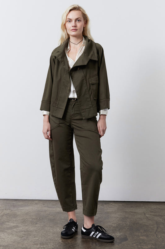 Twill Cropped Swing Jacket