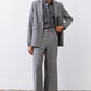 Gray melange squared off blazer with square lapels and flap pockets, long sleeves