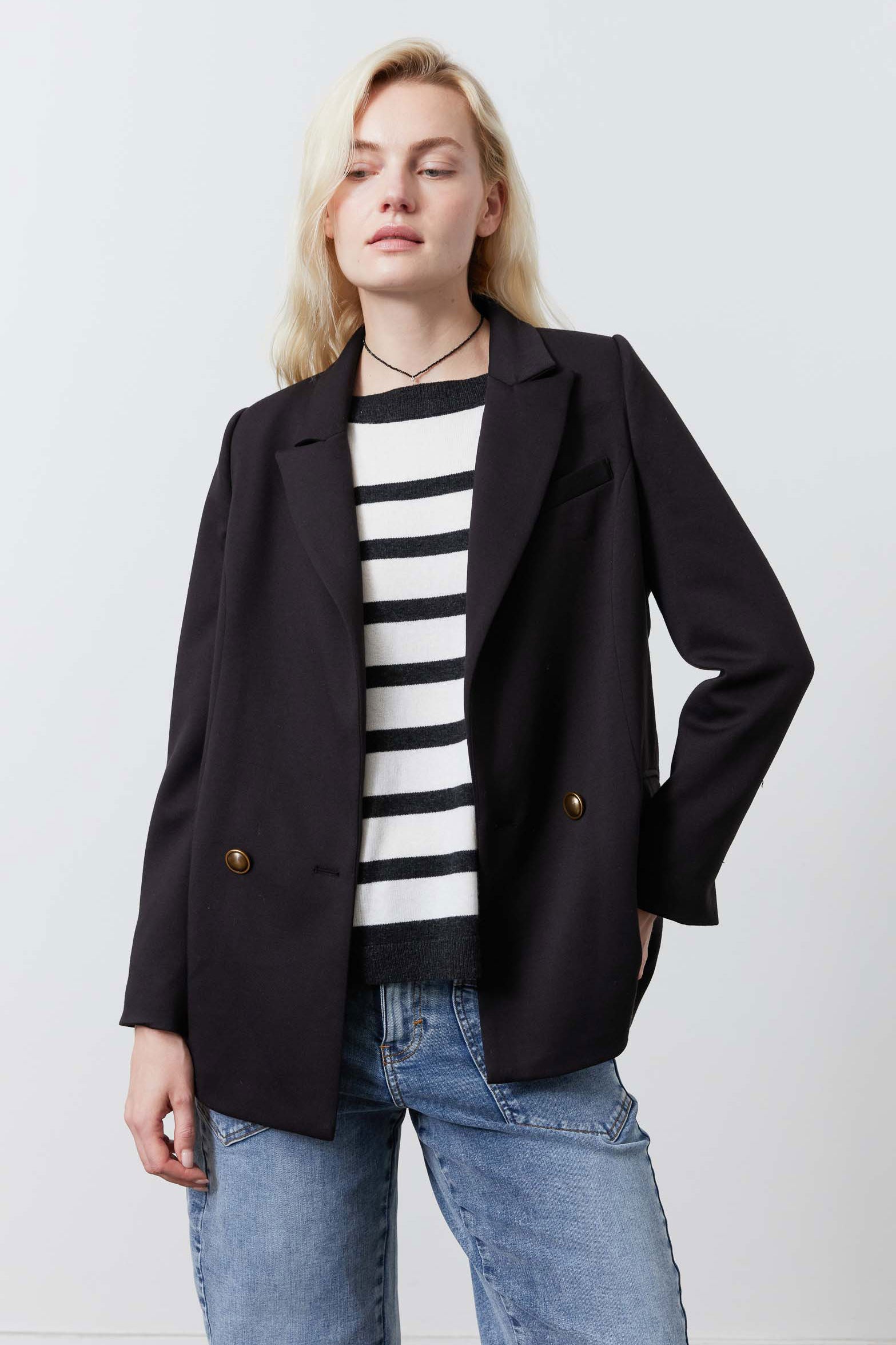 Stretch Suit Relaxed Double Breasted Blazer