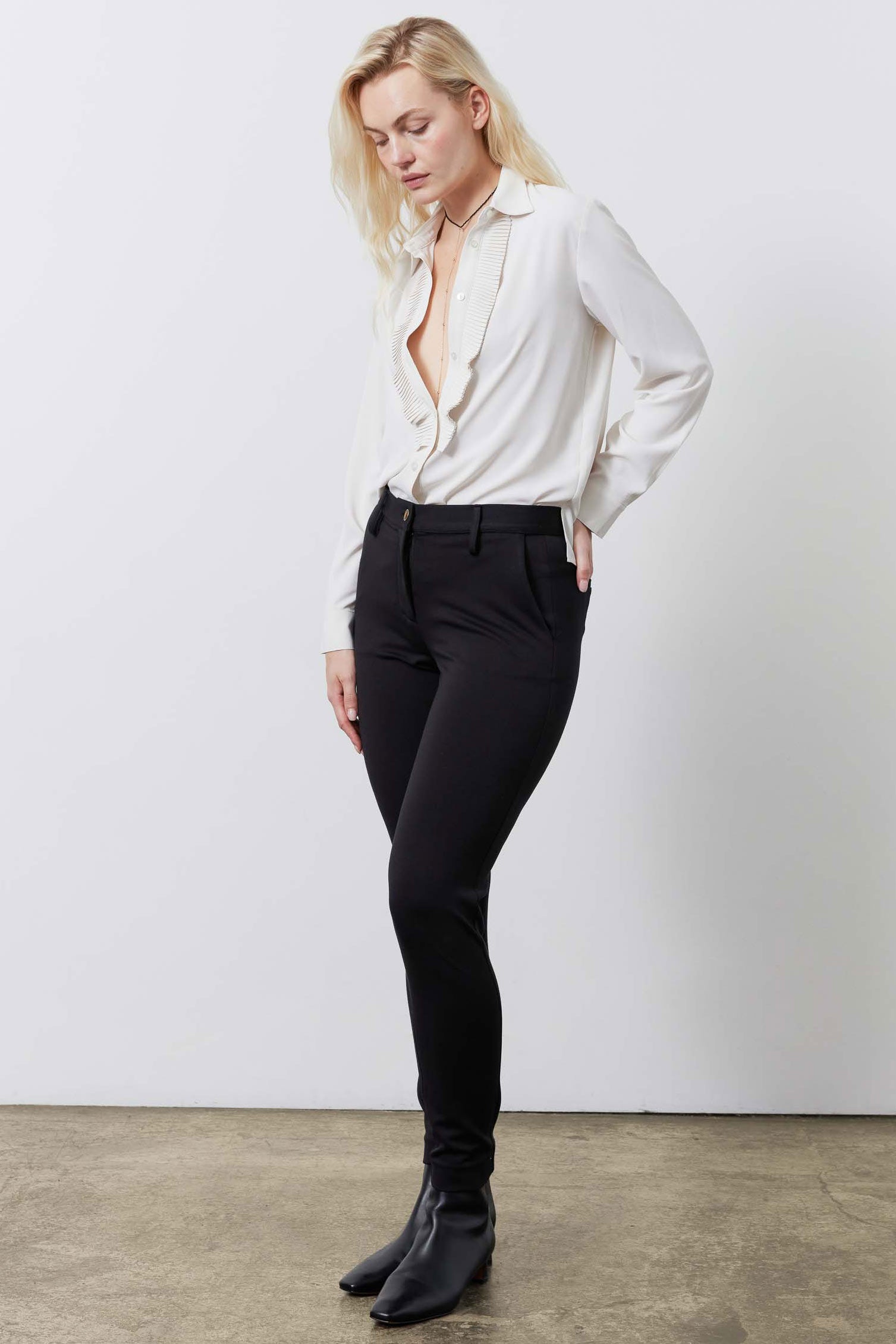 black tapered dress pants Womens Solid Stretch Tapered Dress Pants, Mid Waisted Tummy Control Business Work Slacks, Wrinkle Resistant Breathable Mid Rise Trouser, Office Career